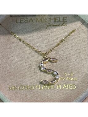 Women's Lesa Michele Gold Tone Initial S Necklace One Size